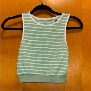 SHEIN Green and White Striped Tank Top